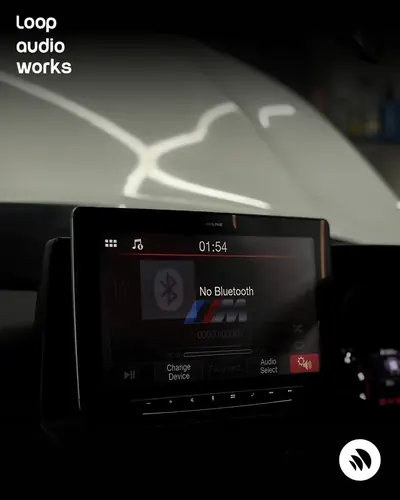 Head unit and source equipment in a KIA install. Car audio installation by Loop Audio Works, Coimbatore.