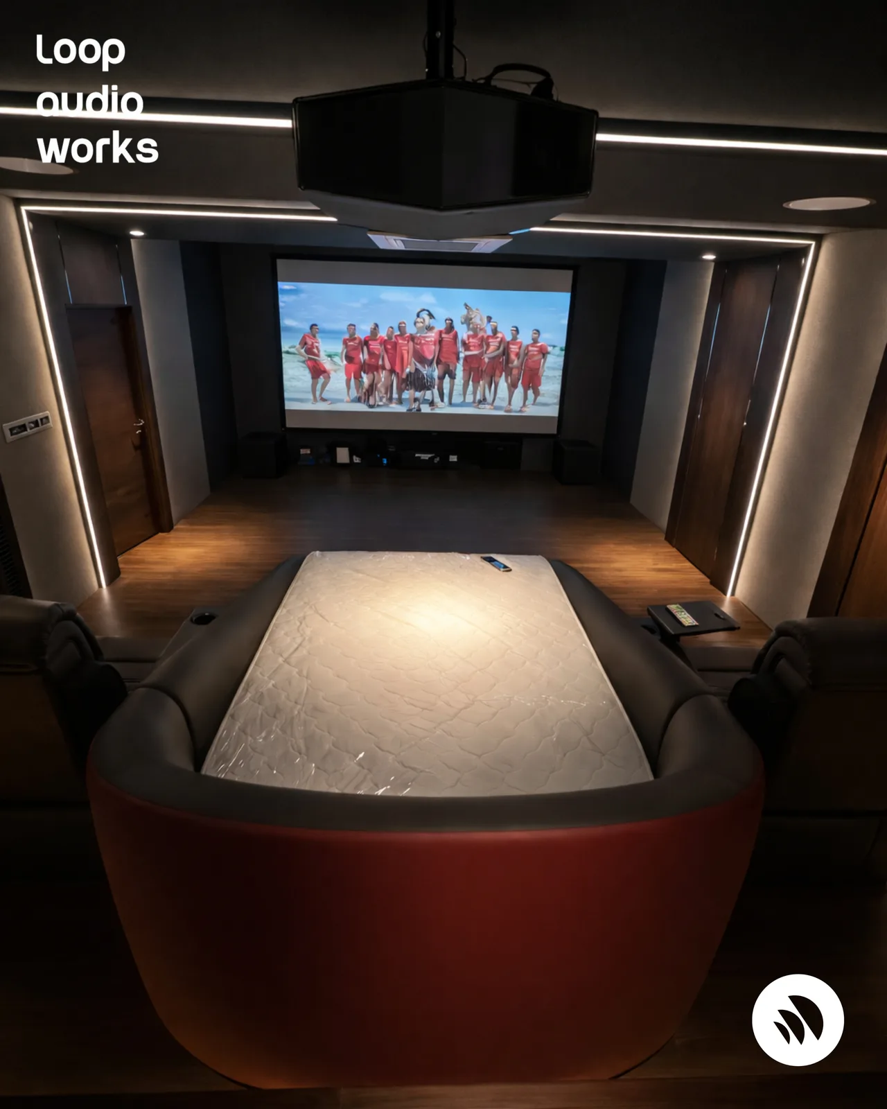 Private Cinema. Acoustically treated room, immersive audio and a calibrated listening position.