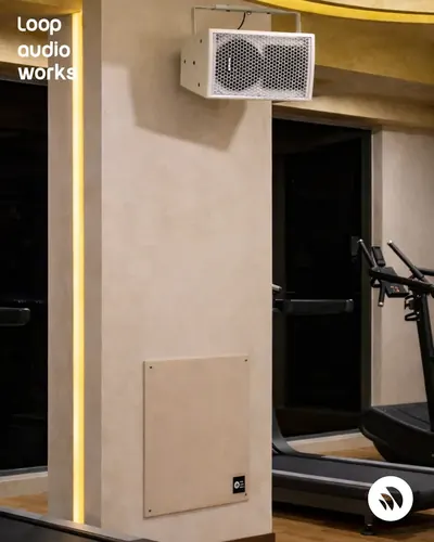 Aurum Gym, Bangalore — frame 9 of the commercial audio installation by Loop Audio Works, South India.